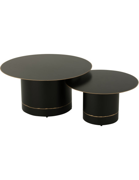 Grande Table basse moderne chic Ronde 80 cm en Métal Noir Doré Witelli - 4