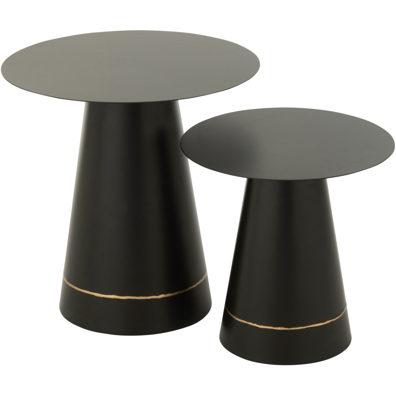 Table basse gigogne moderne chic Ronde en Métal Noir Doré Witelli - 1