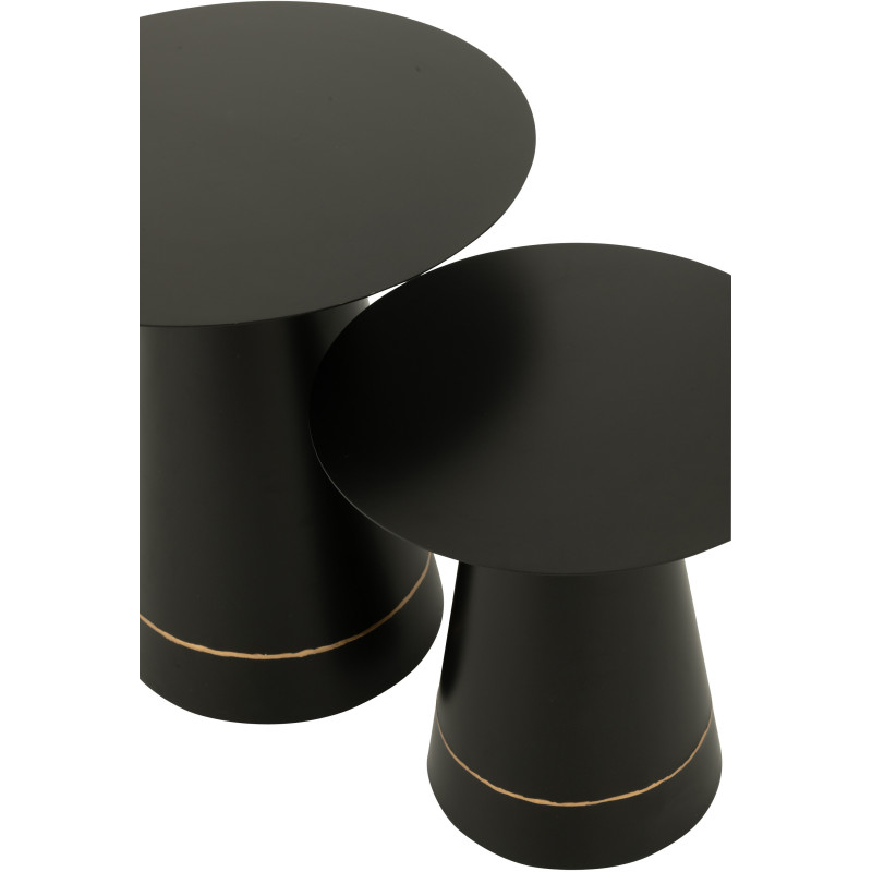 Table basse gigogne moderne chic Ronde en Métal Noir Doré Witelli - 4