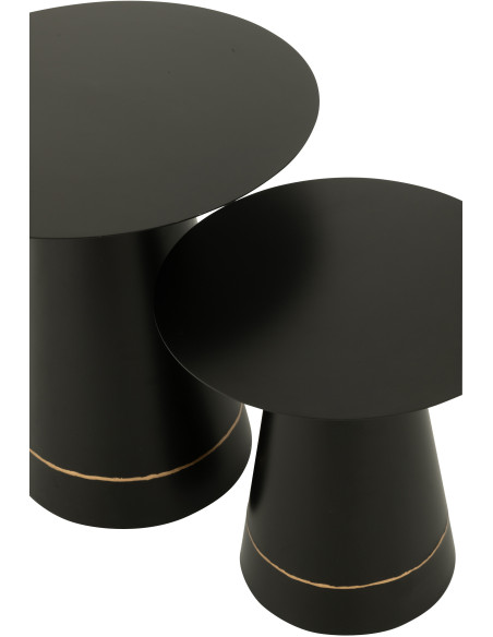 Table basse gigogne moderne chic Ronde en Métal Noir Doré Witelli - 4