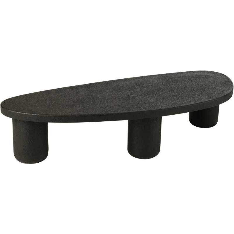 Grande Table basse moderne Ovale en Bois MDF Noir Liquid - 1
