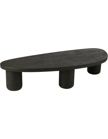 Grande Table basse moderne Ovale en Bois MDF Noir Liquid - 1