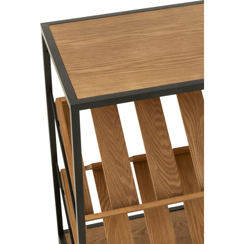 Meuble bar industriel chic 2 tiroirs 2 range-bouteilles en Bois MDF Naturel Métal Noir Wine - 8