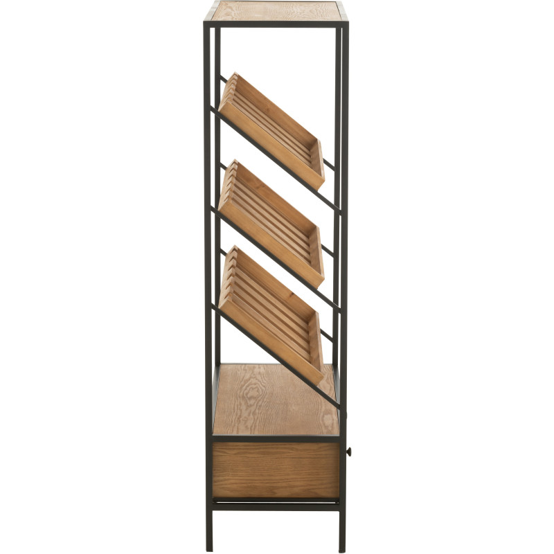 Meuble bar industriel chic 2 tiroirs 3 range-bouteilles en Bois MDF Naturel Métal Noir Wine - 3