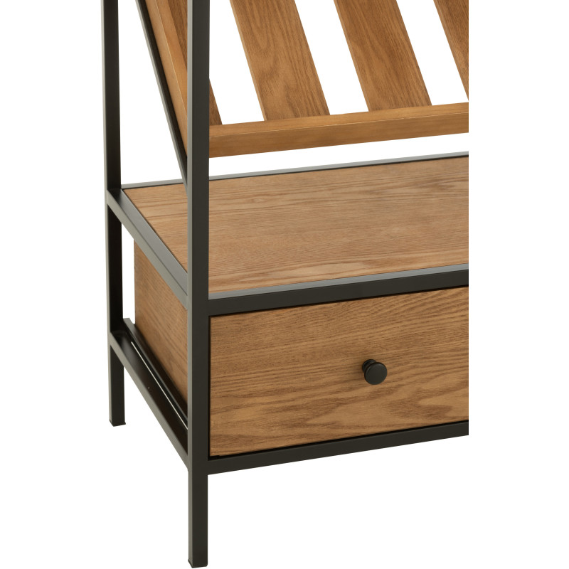 Meuble bar industriel chic 2 tiroirs 3 range-bouteilles en Bois MDF Naturel Métal Noir Wine - 5