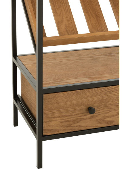 Meuble bar industriel chic 2 tiroirs 3 range-bouteilles en Bois MDF Naturel Métal Noir Wine - 5