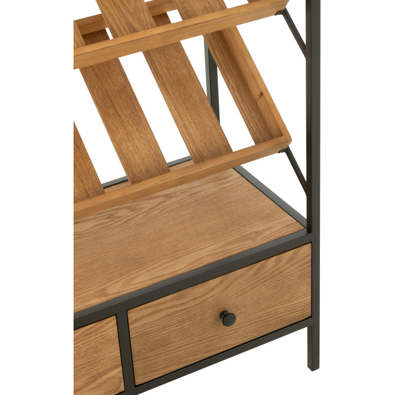 Meuble bar industriel chic 2 tiroirs 3 range-bouteilles en Bois MDF Naturel Métal Noir Wine - 6