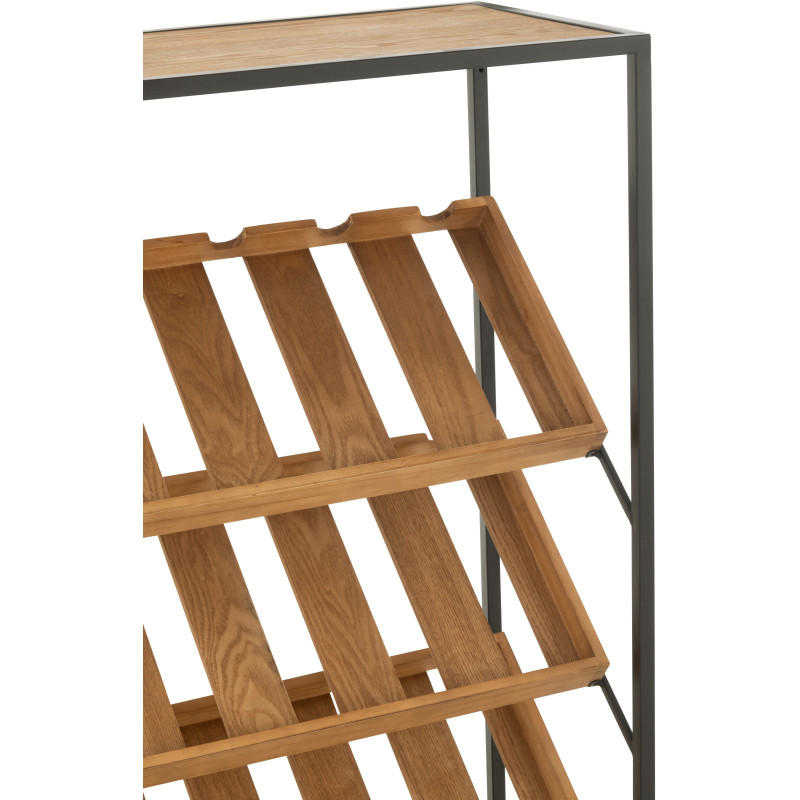 Meuble bar industriel chic 2 tiroirs 3 range-bouteilles en Bois MDF Naturel Métal Noir Wine - 7