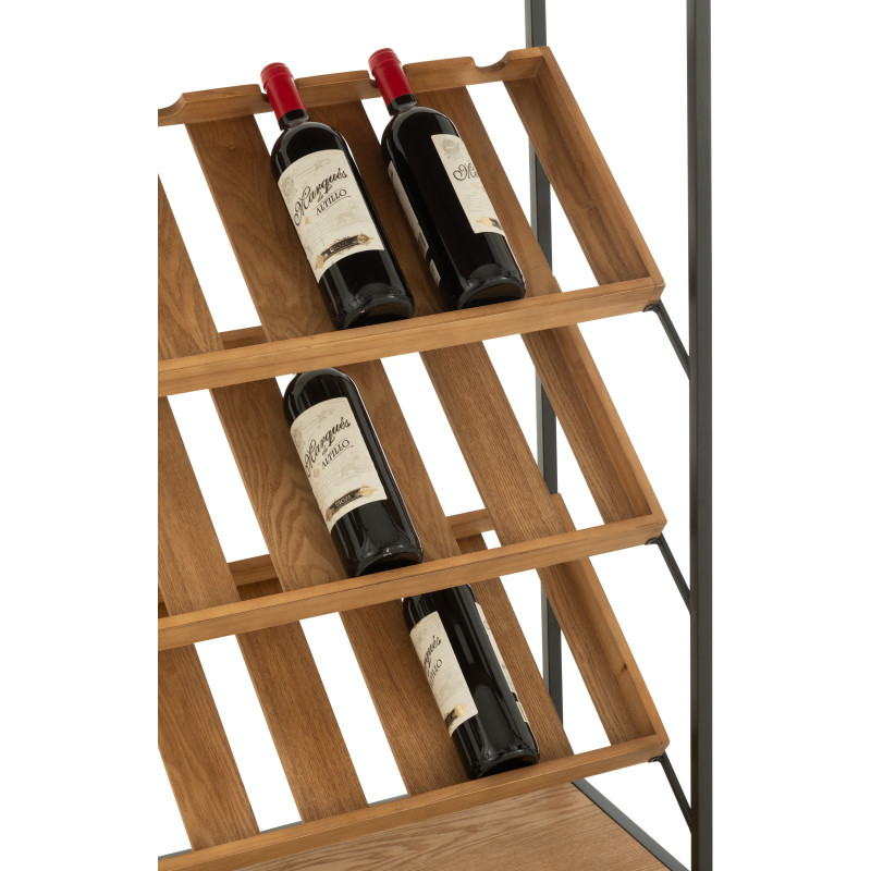 Meuble bar industriel chic 2 tiroirs 3 range-bouteilles en Bois MDF Naturel Métal Noir Wine - 8