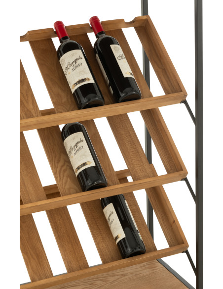 Meuble bar industriel chic 2 tiroirs 3 range-bouteilles en Bois MDF Naturel Métal Noir Wine - 8