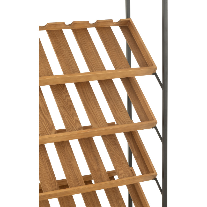 Grand Meuble bar industriel chic 2 tiroirs 4 range-bouteilles en Bois MDF Naturel Métal Noir Wines - 7