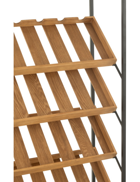 Grand Meuble bar industriel chic 2 tiroirs 4 range-bouteilles en Bois MDF Naturel Métal Noir Wines - 7
