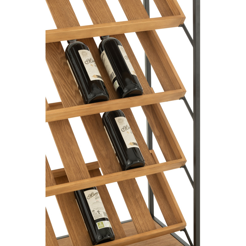 Grand Meuble bar industriel chic 2 tiroirs 4 range-bouteilles en Bois MDF Naturel Métal Noir Wines - 11