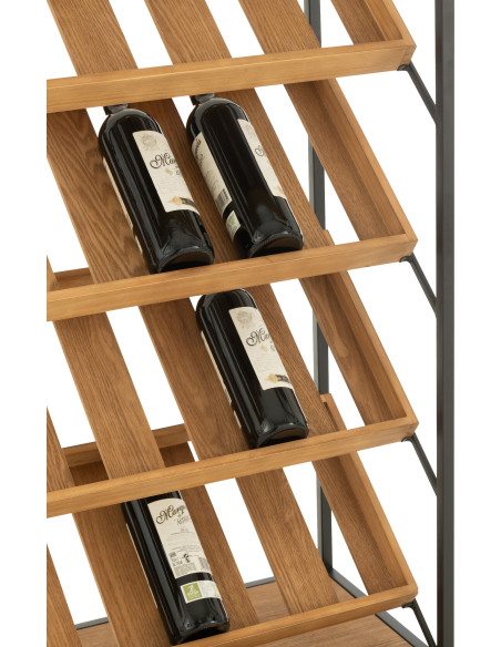 Grand Meuble bar industriel chic 2 tiroirs 4 range-bouteilles en Bois MDF Naturel Métal Noir Wines - 11