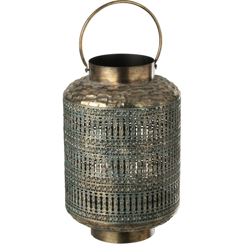 Grande Lanterne à bougie style antique Hauteur 44 cm en Métal Bronze Ethnikio - 1