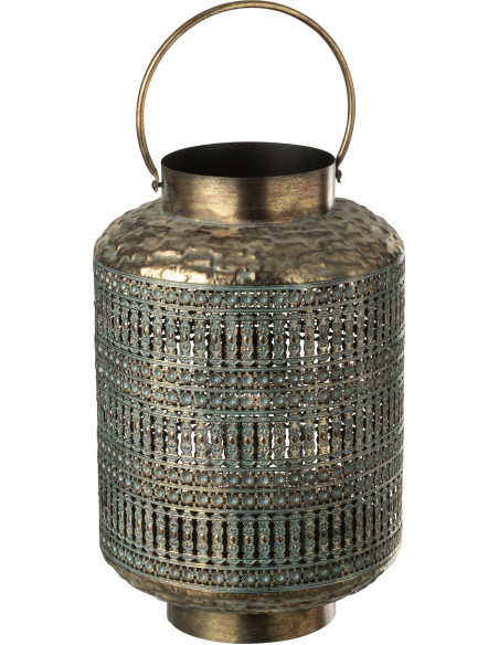 Grande Lanterne à bougie style antique Hauteur 44 cm en Métal Bronze Ethnikio - 1