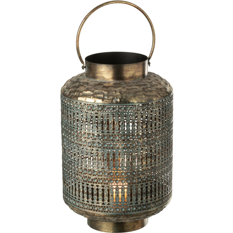 Grande Lanterne à bougie style antique Hauteur 44 cm en Métal Bronze Ethnikio - 2