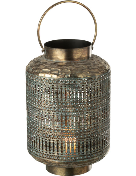 Grande Lanterne à bougie style antique Hauteur 44 cm en Métal Bronze Ethnikio - 2