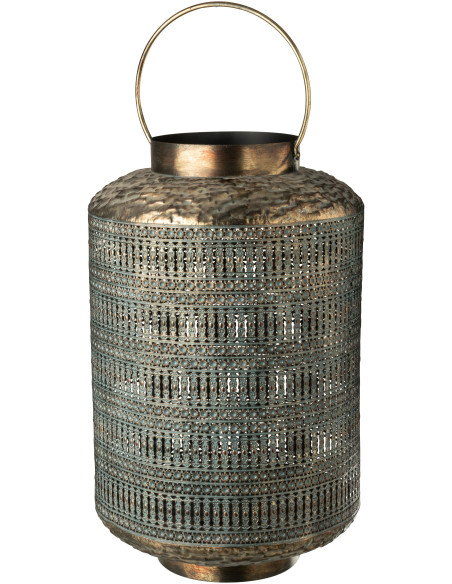 Grande Lanterne à bougie style antique Hauteur 65 cm en Métal Bronze Ethnikio - 1