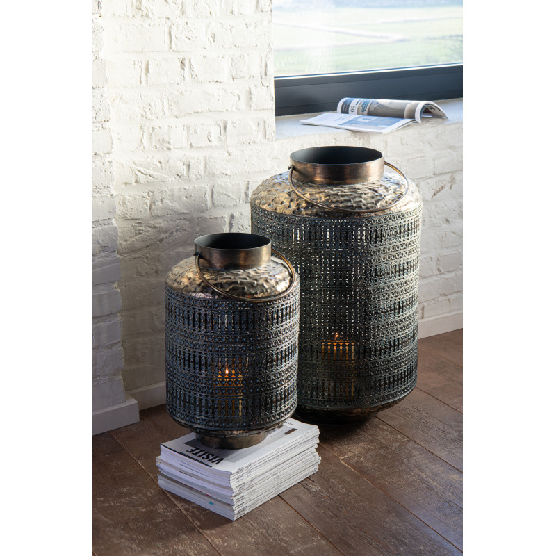 Grande Lanterne à bougie style antique Hauteur 65 cm en Métal Bronze Ethnikio - 2