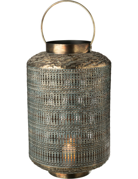 Grande Lanterne à bougie style antique Hauteur 65 cm en Métal Bronze Ethnikio - 3