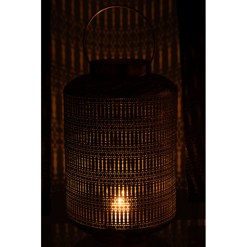 Grande Lanterne à bougie style antique Hauteur 65 cm en Métal Bronze Ethnikio - 4