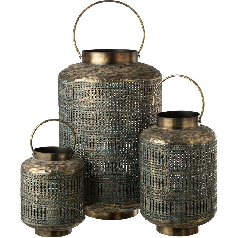 Grande Lanterne à bougie style antique Hauteur 65 cm en Métal Bronze Ethnikio - 5