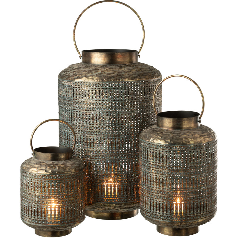 Grande Lanterne à bougie style antique Hauteur 65 cm en Métal Bronze Ethnikio - 6