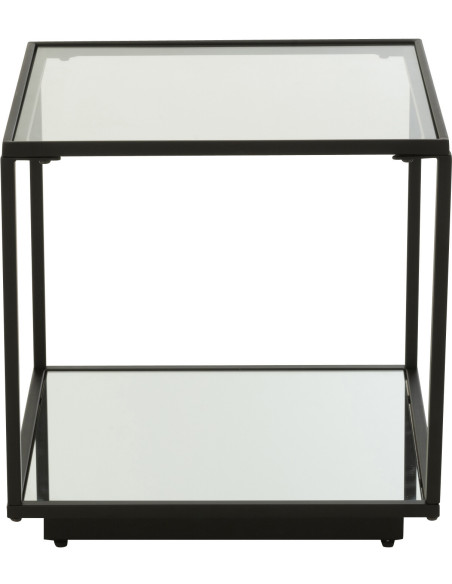 Table basse moderne Carrée 1 étagère en Métal Noir Verre Transparent Miroir Kozy - 3