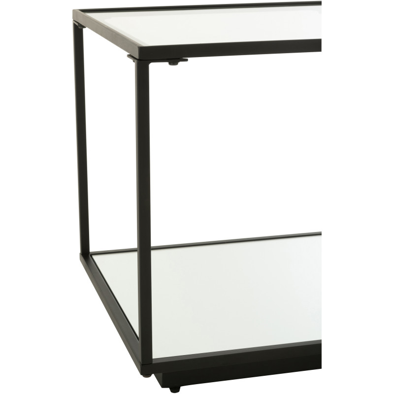 Table basse moderne Carrée 1 étagère en Métal Noir Verre Transparent Miroir Kozy - 4