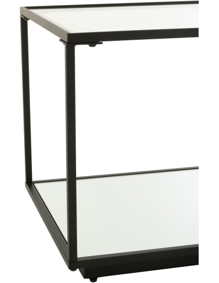 Table basse moderne Carrée 1 étagère en Métal Noir Verre Transparent Miroir Kozy - 4