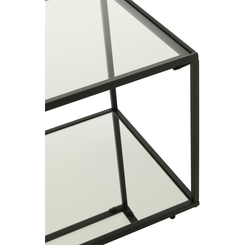 Table basse moderne Carrée 1 étagère en Métal Noir Verre Transparent Miroir Kozy - 5