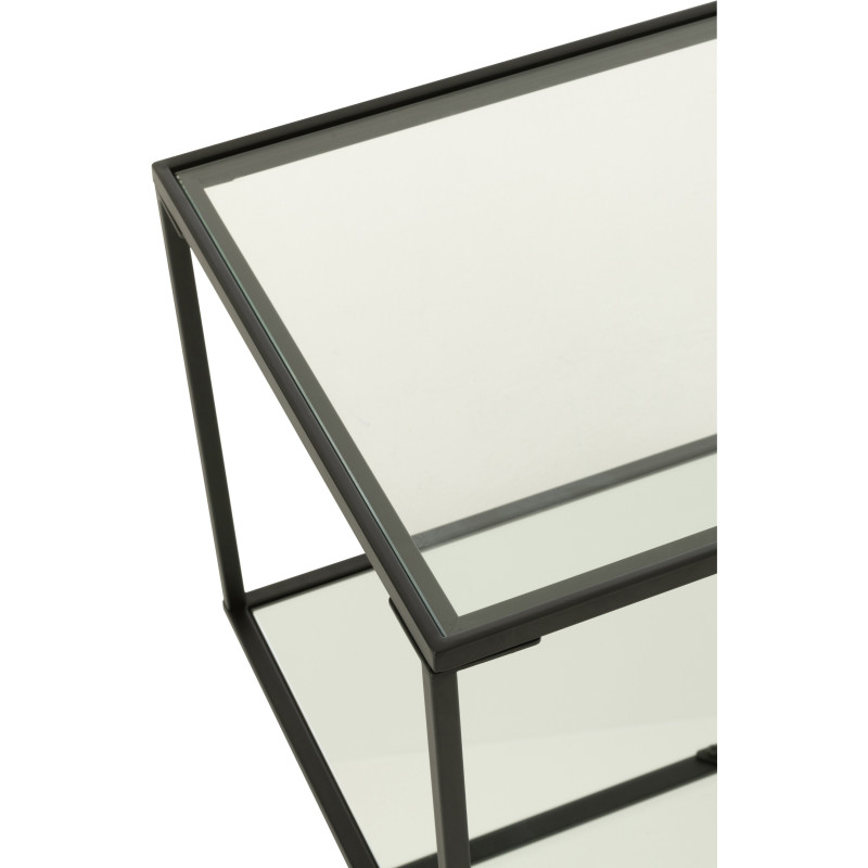Table basse moderne Carrée 1 étagère en Métal Noir Verre Transparent Miroir Kozy - 6