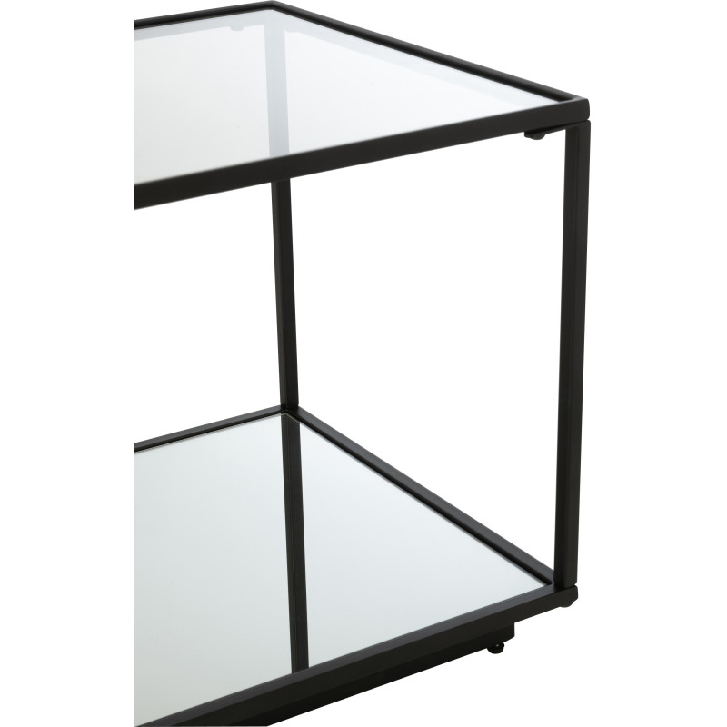 Table basse moderne Carrée 1 étagère en Métal Noir Verre Transparent Miroir Kozy - 7