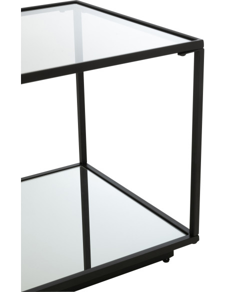 Table basse moderne Carrée 1 étagère en Métal Noir Verre Transparent Miroir Kozy - 7