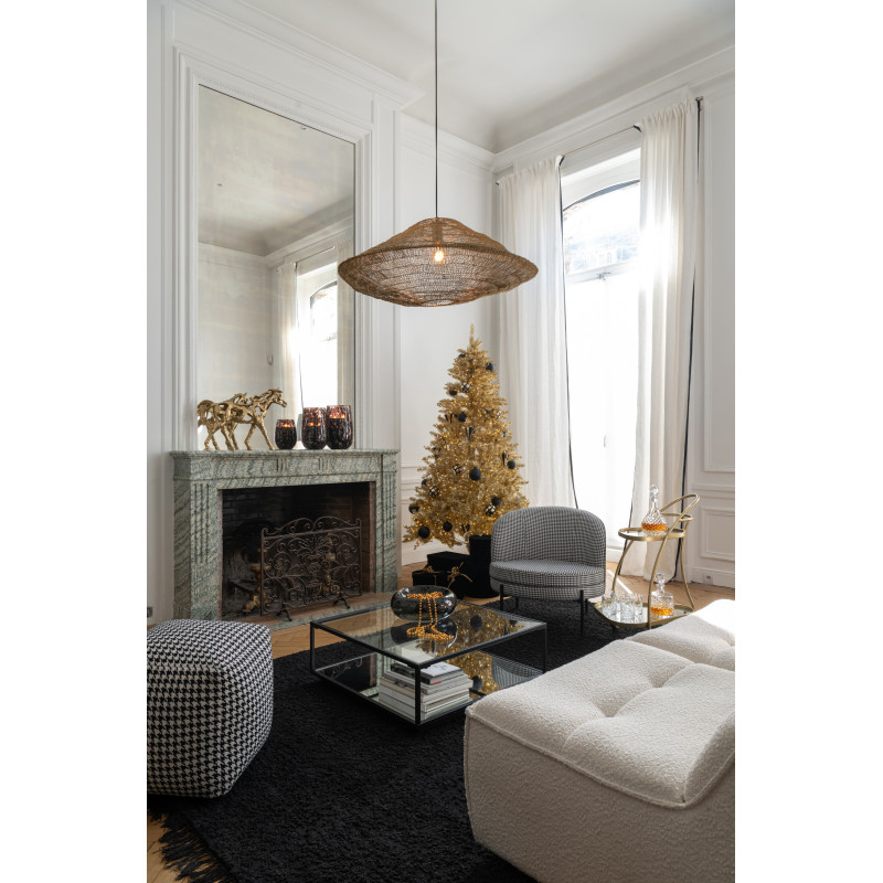 Grande Table basse moderne Carrée 1 étagère en Métal Noir Verre Transparent Miroir Kozy J-Line - 2