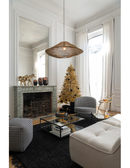 Grande Table basse moderne Carrée 1 étagère en Métal Noir Verre Transparent Miroir Kozy J-Line - 2