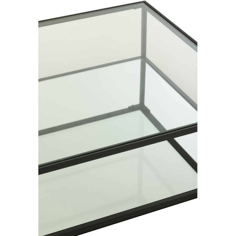 Grande Table basse moderne Carrée 1 étagère en Métal Noir Verre Transparent Miroir Kozy J-Line - 6