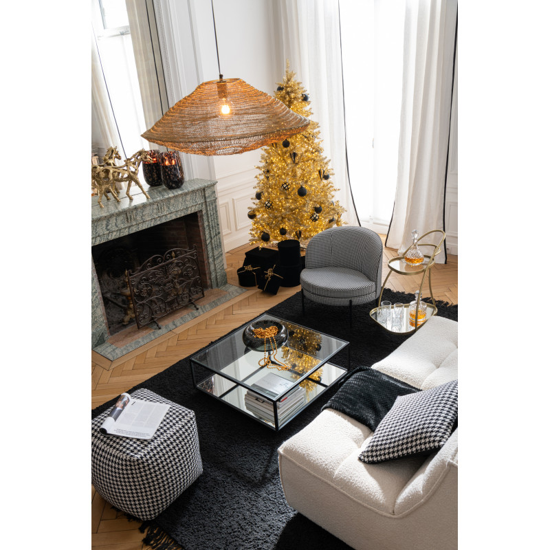 Grande Table basse moderne Carrée 1 étagère en Métal Noir Verre Transparent Miroir Kozy J-Line - 8