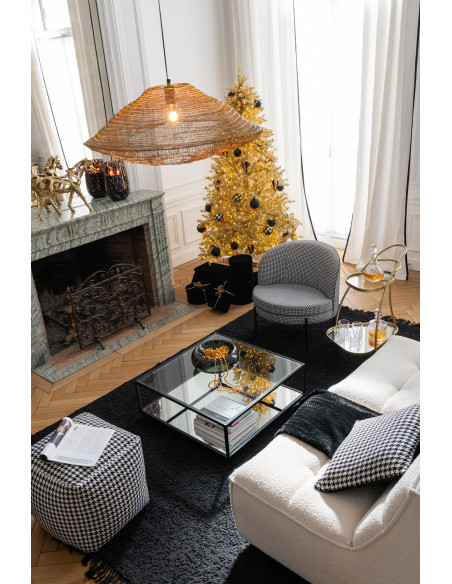 Grande Table basse moderne Carrée 1 étagère en Métal Noir Verre Transparent Miroir Kozy J-Line - 8