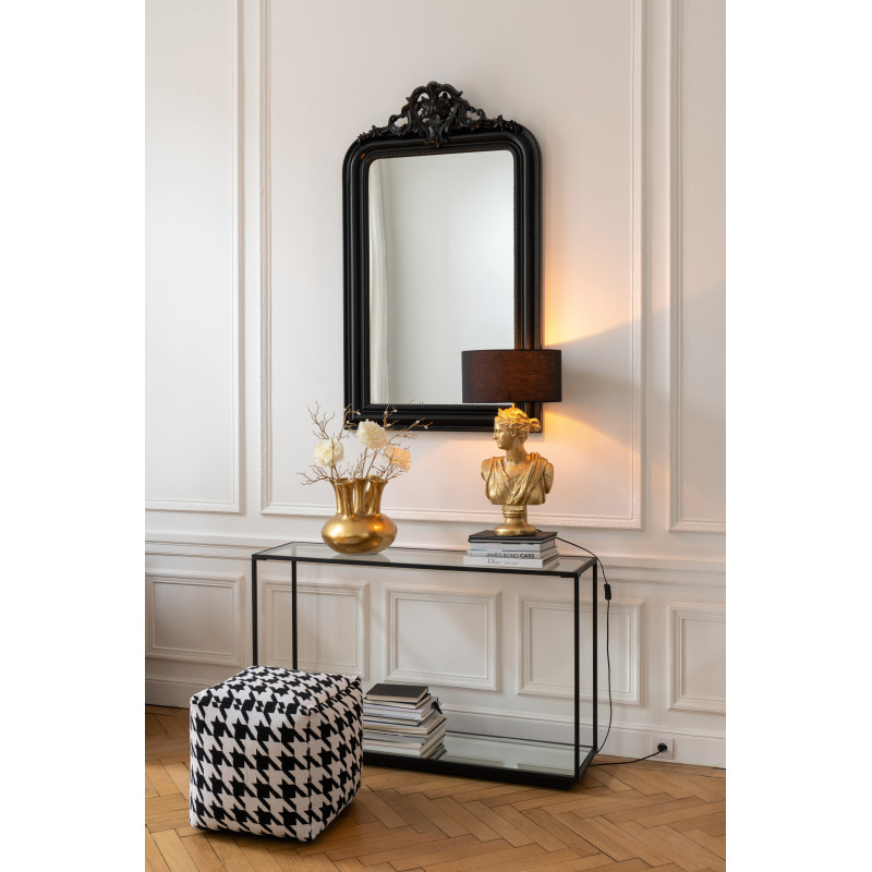 Console moderne Rectangulaire 1 étagère en Métal Noir Verre Transparent Miroir Kozy J-Line - 2