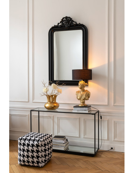 Console moderne Rectangulaire 1 étagère en Métal Noir Verre Transparent Miroir Kozy J-Line - 2