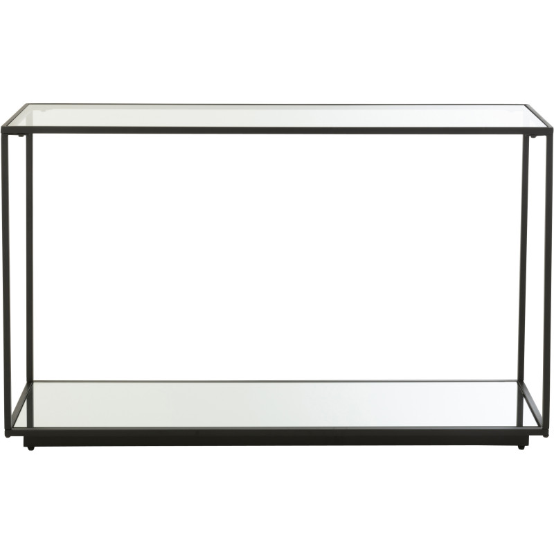 Console moderne Rectangulaire 1 étagère en Métal Noir Verre Transparent Miroir Kozy J-Line - 3