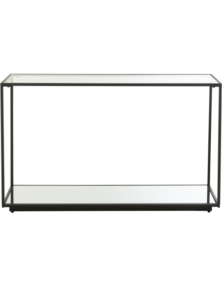 Console moderne Rectangulaire 1 étagère en Métal Noir Verre Transparent Miroir Kozy J-Line - 3