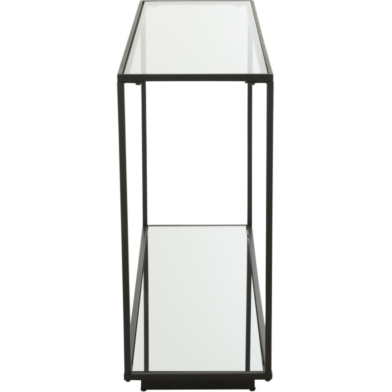 Console moderne Rectangulaire 1 étagère en Métal Noir Verre Transparent Miroir Kozy J-Line - 4