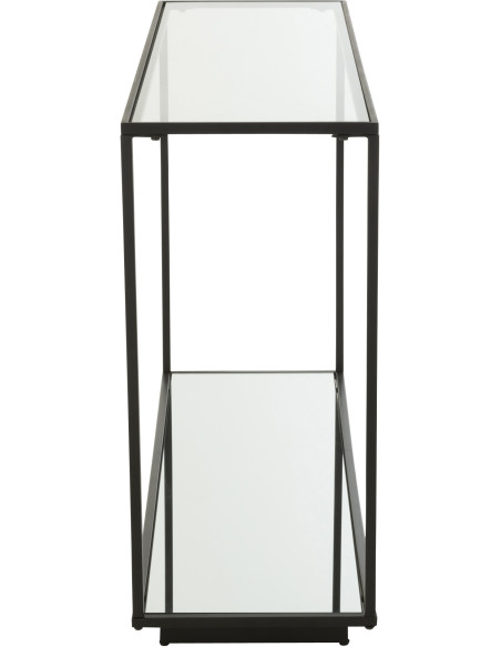 Console moderne Rectangulaire 1 étagère en Métal Noir Verre Transparent Miroir Kozy J-Line - 4