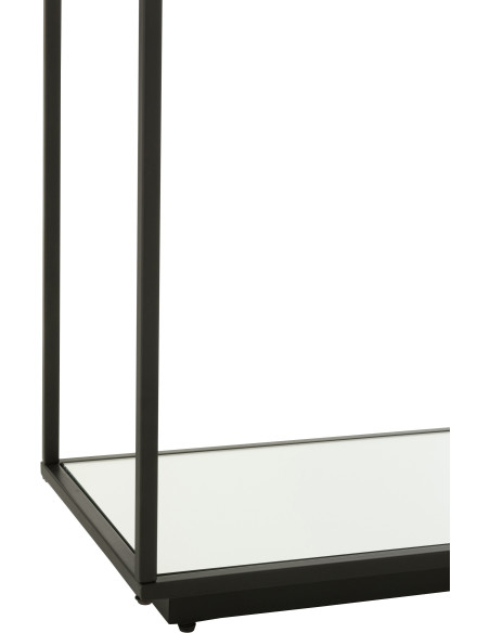 Console moderne Rectangulaire 1 étagère en Métal Noir Verre Transparent Miroir Kozy J-Line - 5