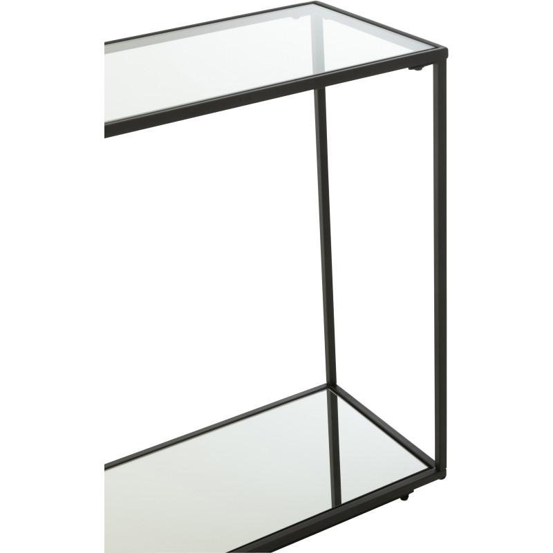 Console moderne Rectangulaire 1 étagère en Métal Noir Verre Transparent Miroir Kozy J-Line - 6