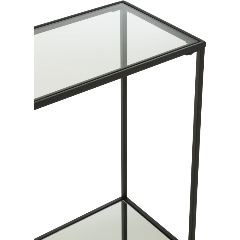 Console moderne Rectangulaire 1 étagère en Métal Noir Verre Transparent Miroir Kozy J-Line - 7
