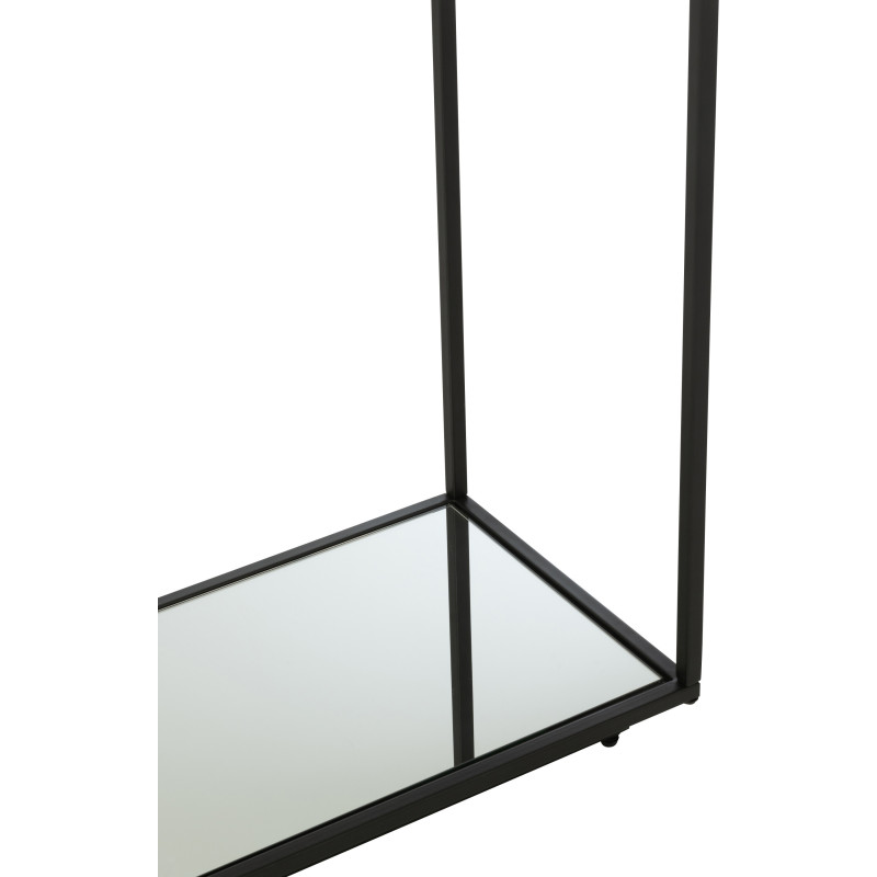 Console moderne Rectangulaire 1 étagère en Métal Noir Verre Transparent Miroir Kozy J-Line - 8
